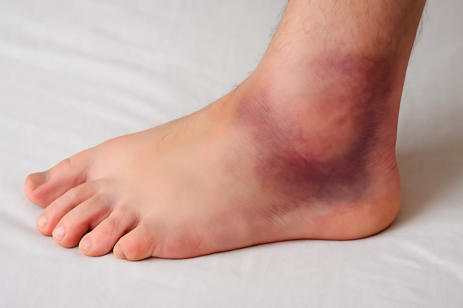 捻挫による腫れ・血腫がたまっている状態